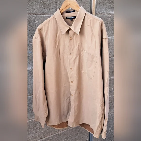 John Henry Men's Button Down Shirt Jacket Faux Suede vintage 90s Relaxed Fit XL - Picture 3 of 7